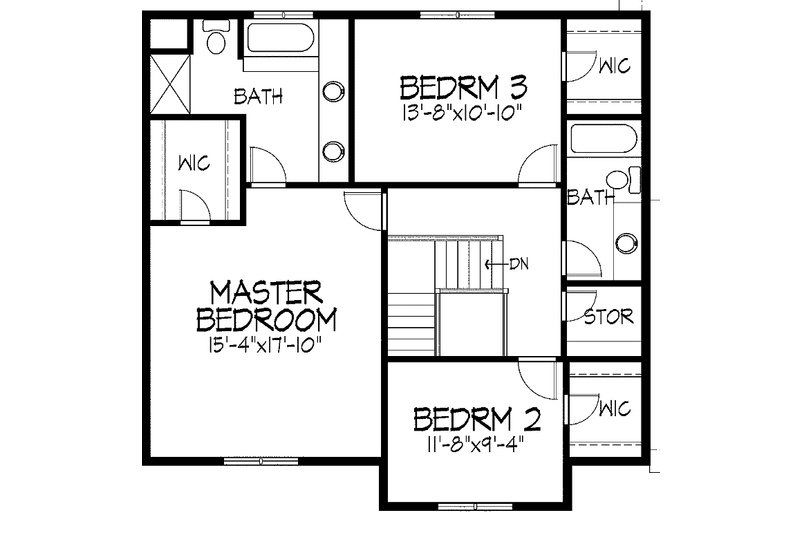 Home Plan - Floor Plan - Upper Floor for European House Plan #51-858 - 3 bed, 2.5 bath