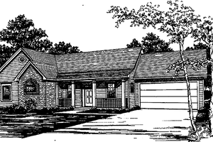 Country Exterior - Front Elevation Plan #30-213