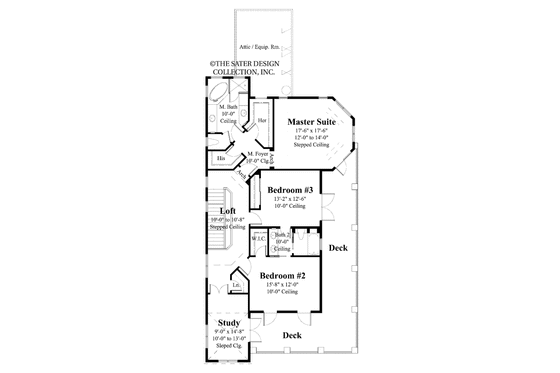 Floor Plan - Upper Floor for Southern House Plan #930-360 - 3 bed, 2.5 bath