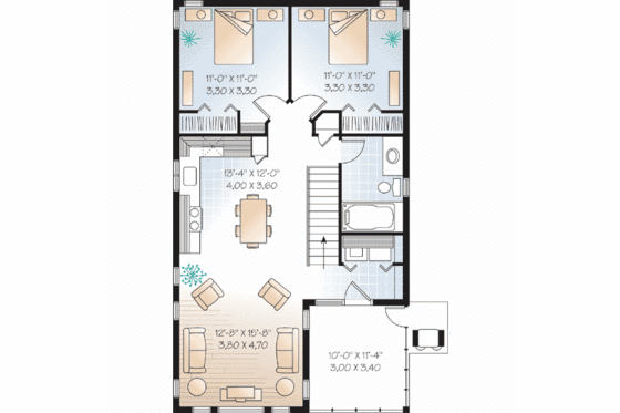 Floor Plan - Upper Floor for Traditional House Plan #23-442 - 2 bed, 1.5 bath