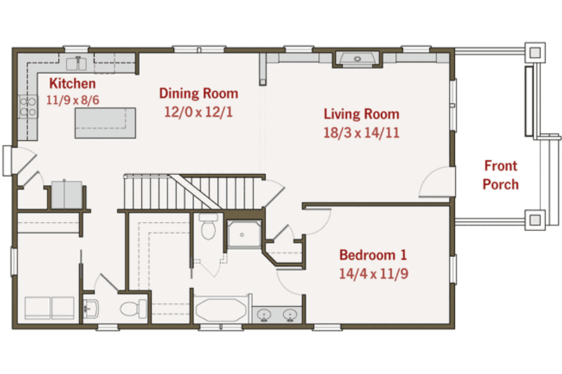 Dream House Plan - Floor Plan - Main Floor for Craftsman House Plan #461-10 - 3 bed, 2.5 bath