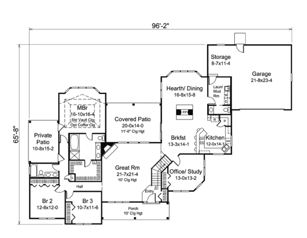 House Blueprint - Ranch Floor Plan - Main Floor Plan #57-610