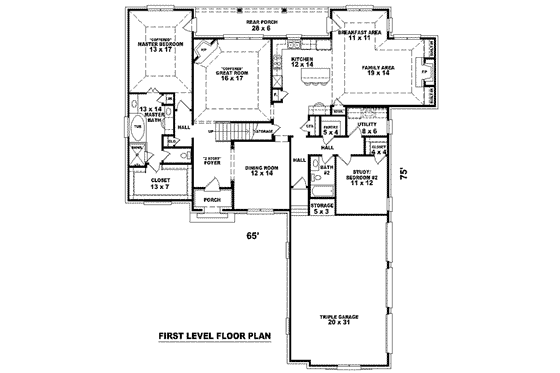 Floor Plan - Main Floor for European House Plan #81-1168 - 3 bed, 3 bath