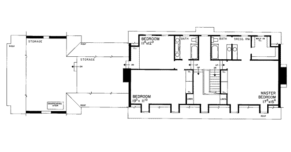 Architectural House Design - Colonial Floor Plan - Upper Floor Plan #72-297