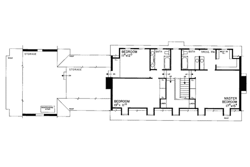 Home Plan - Floor Plan - Upper Floor for Colonial House Plan #72-297 - 3 bed, 3 bath