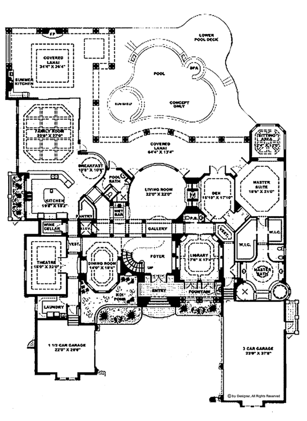 Architectural House Design - Mediterranean Floor Plan - Main Floor Plan #1017-46