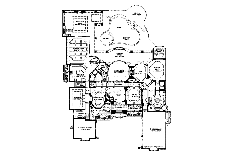 Home Plan - Floor Plan - Main Floor for Mediterranean House Plan #1017-46 - 4 bed, 5 bath