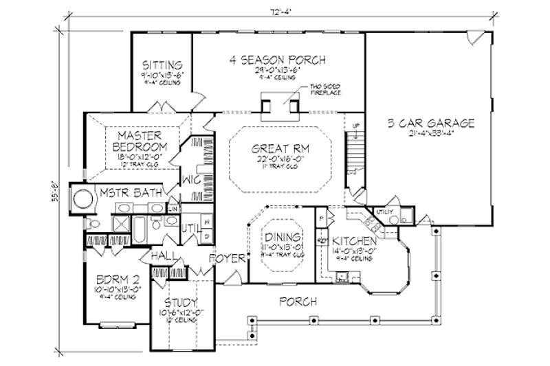 Home Plan - Floor Plan - Main Floor for Country House Plan #320-424 - 2 bed, 2 bath