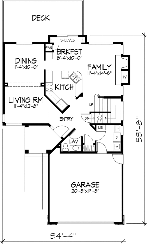 House Blueprint - Contemporary Floor Plan - Main Floor Plan #320-636