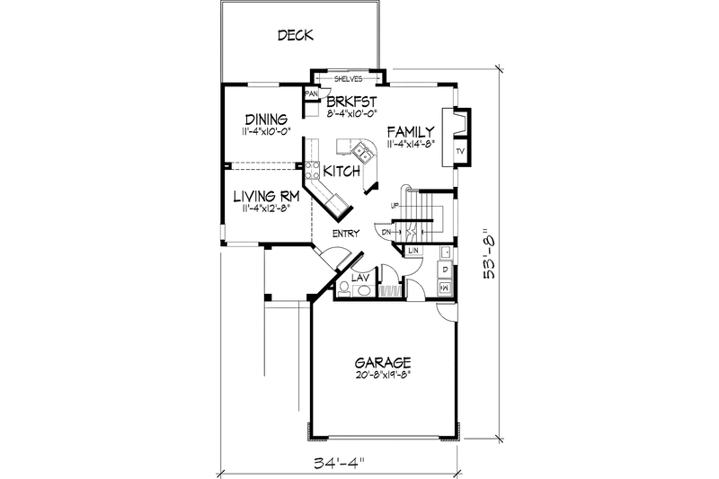 Home Plan - Floor Plan - Main Floor for Contemporary House Plan #320-636 - 4 bed, 2.5 bath
