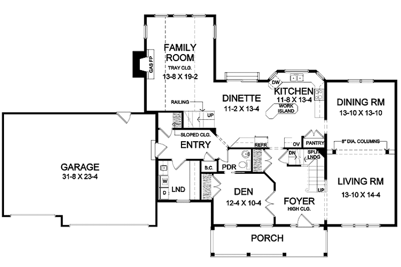 Home Plan - Floor Plan - Main Floor for Country House Plan #328-382 - 4 bed, 2.5 bath