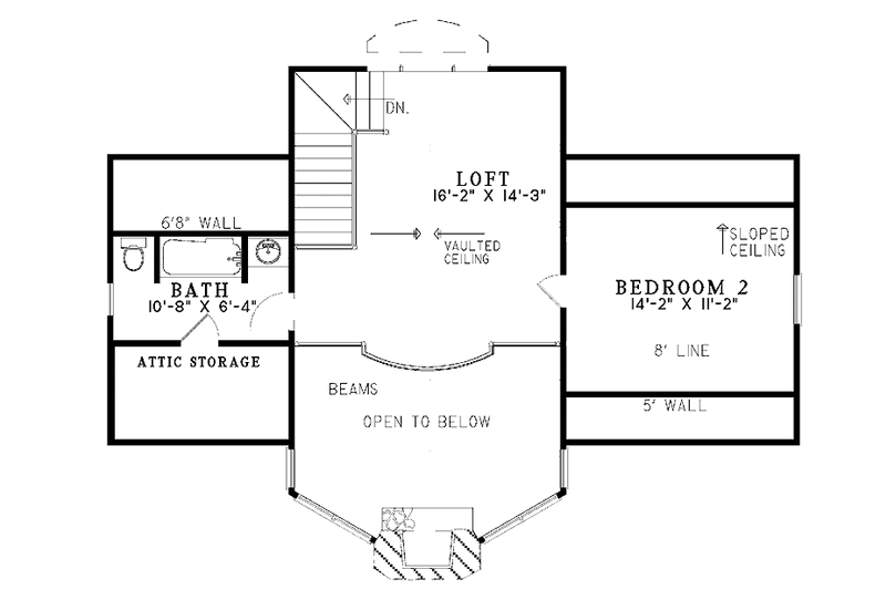 Home Plan - Floor Plan - Upper Floor for Contemporary House Plan #17-3130 - 2 bed, 2 bath