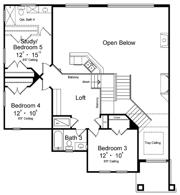 Architectural House Design - Mediterranean Floor Plan - Upper Floor Plan #1015-4