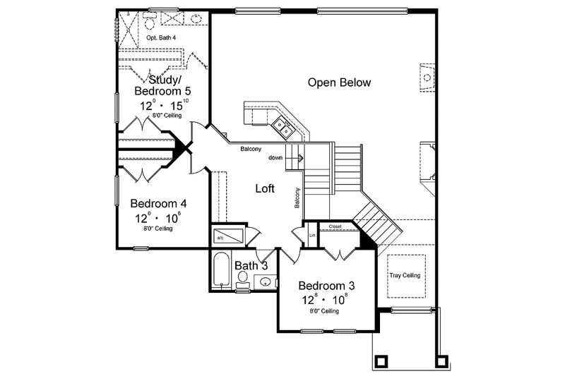 Architectural House Design - Floor Plan - Upper Floor for Mediterranean House Plan #1015-4 - 5 bed, 3 bath