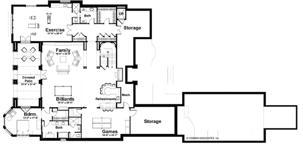 Country Floor Plan - Lower Floor Plan #928-166