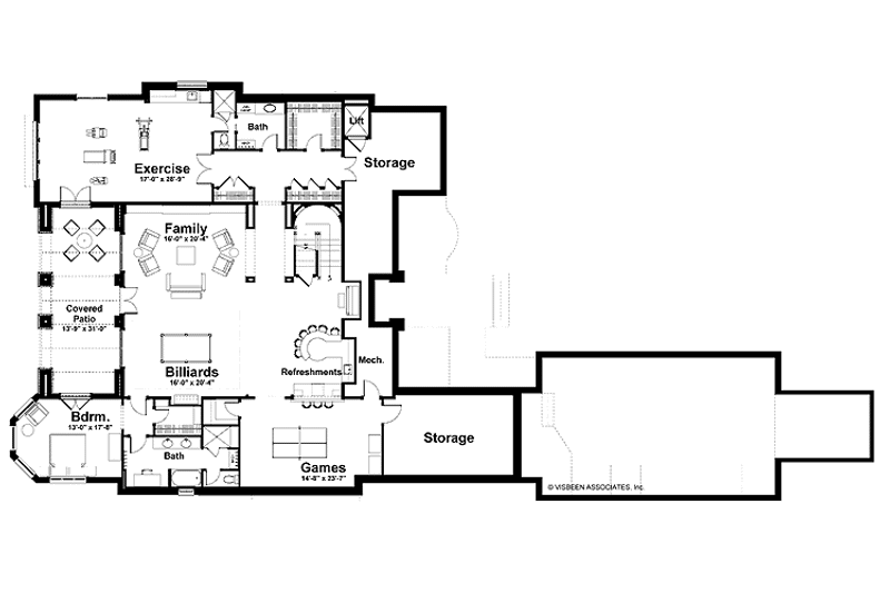 Home Plan - Floor Plan - Lower Floor for Country House Plan #928-166 - 3 bed, 4 bath