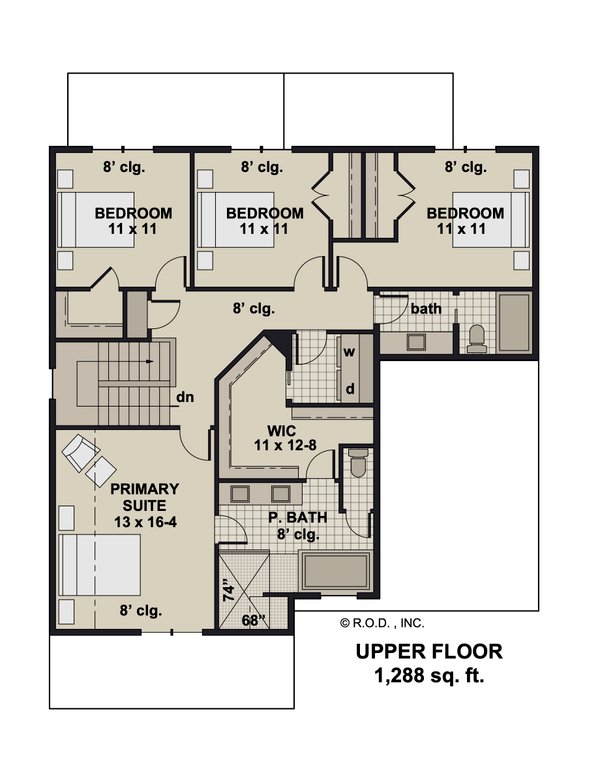 Bungalow Floor Plan - Upper Floor Plan #51-1358