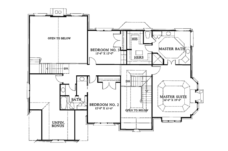 Dream House Plan - Floor Plan - Upper Floor for Traditional House Plan #429-75 - 4 bed, 3 bath