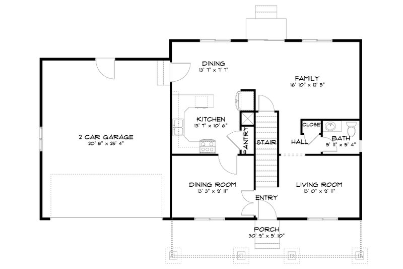 House Blueprint - Floor Plan - Main Floor for Farmhouse House Plan #1060-442 - 3 bed, 2.5 bath