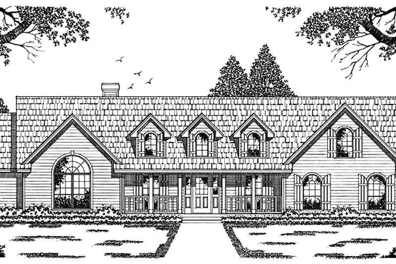 House Blueprint - Country Exterior - Front Elevation Plan #42-446