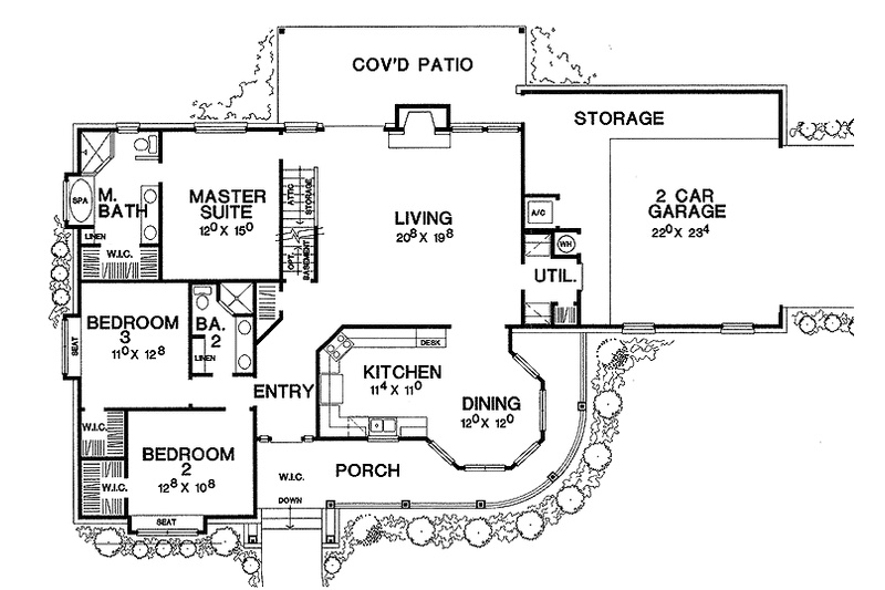 Dream House Plan - Floor Plan - Main Floor for Country House Plan #472-128 - 3 bed, 2 bath