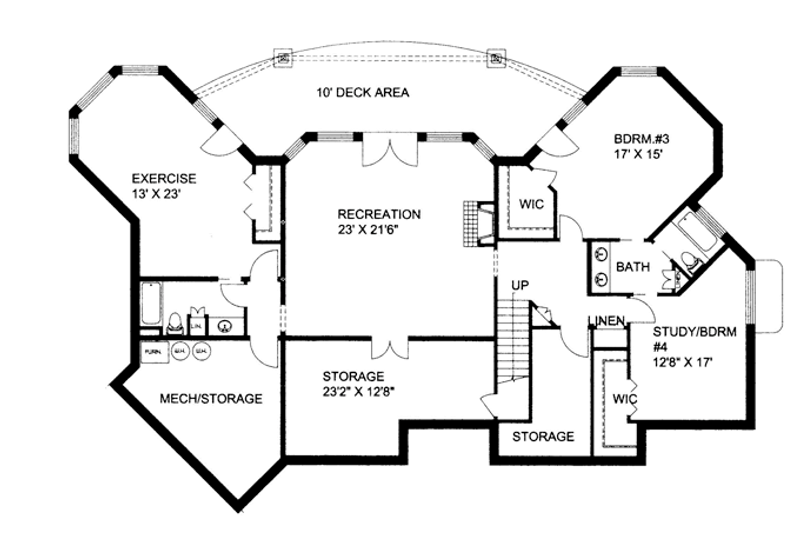 Dream House Plan - Floor Plan - Lower Floor for Ranch House Plan #117-861 - 4 bed, 4.5 bath
