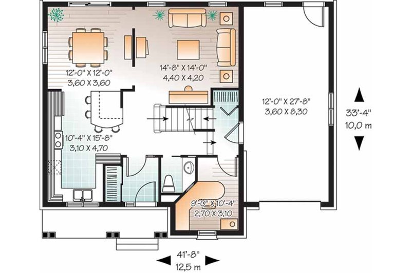 House Blueprint - Floor Plan - Main Floor for European House Plan #23-2457 - 3 bed, 1.5 bath
