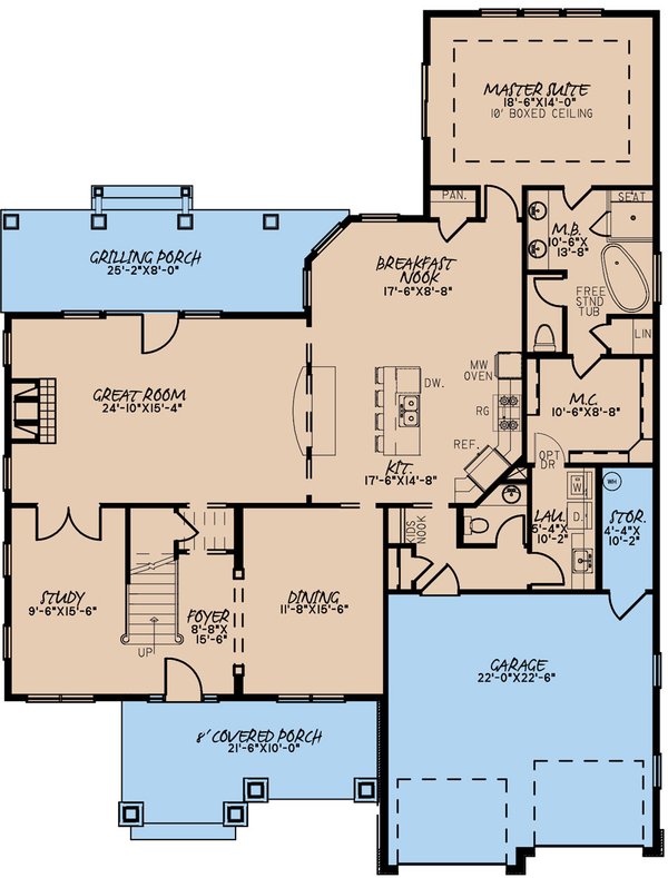 House Plan Design - Craftsman Floor Plan - Main Floor Plan #923-230