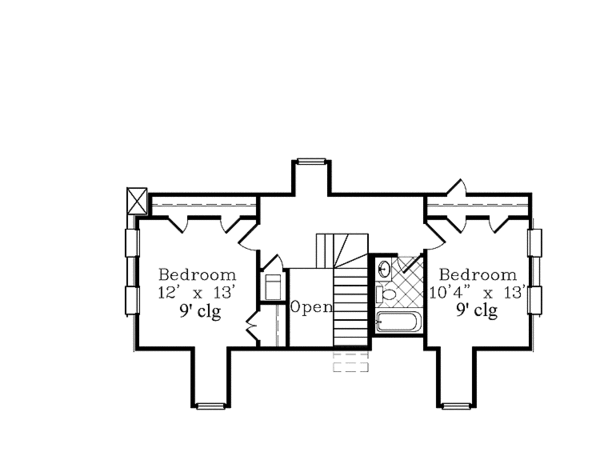 House Design - Colonial Floor Plan - Upper Floor Plan #985-2