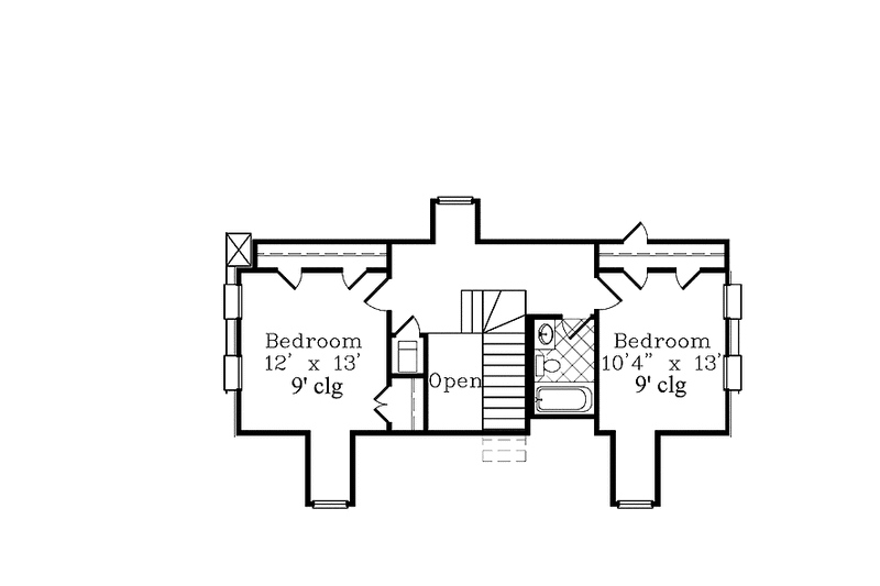 Home Plan - Floor Plan - Upper Floor for Colonial House Plan #985-2 - 3 bed, 2.5 bath