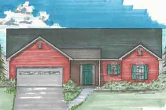 Exterior - Front Elevation for Traditional House Plan #136-103 - 3 bed, 2 bath