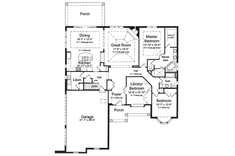 House Blueprint - Floor Plan - Main Floor for Traditional House Plan #46-514 - 3 bed, 2 bath