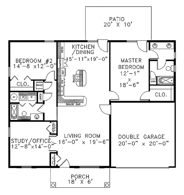 House Plan Design - Ranch Floor Plan - Main Floor Plan #44-206