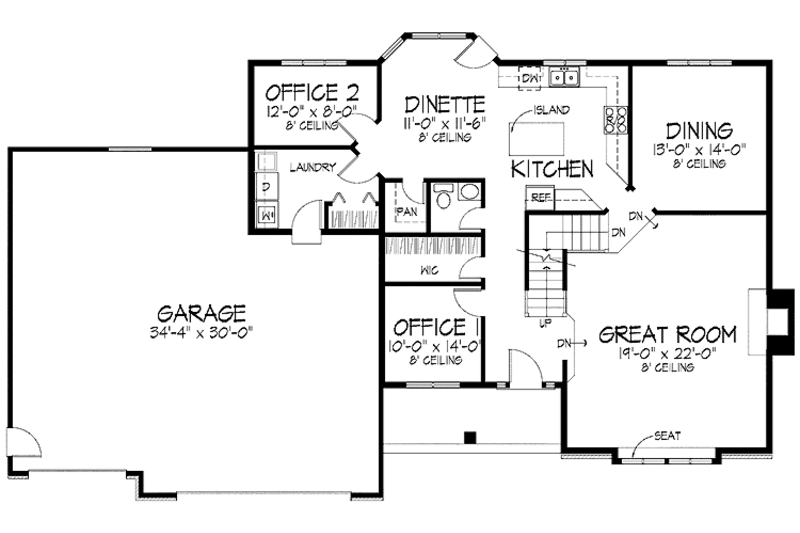 Architectural House Design - Floor Plan - Main Floor for Traditional House Plan #51-846 - 3 bed, 2.5 bath