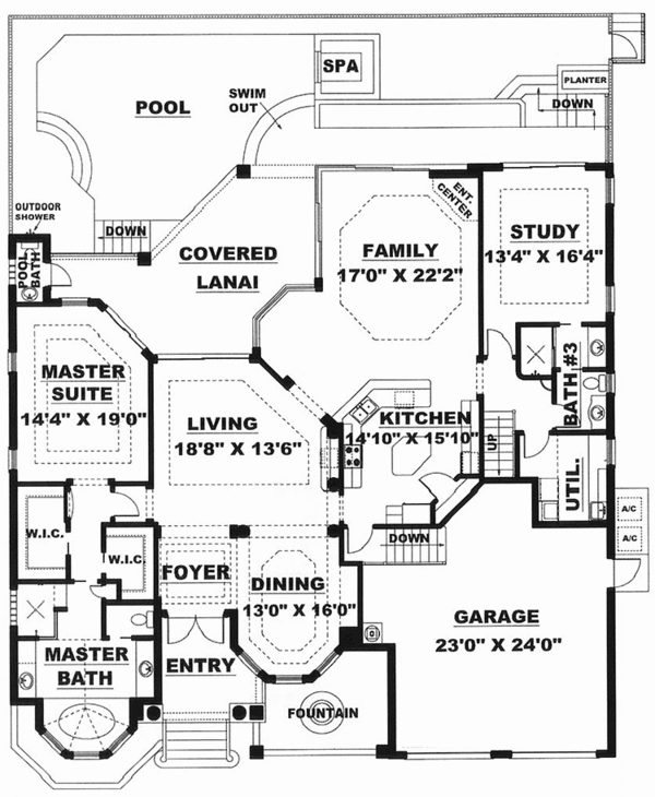 Home Plan - Mediterranean Floor Plan - Main Floor Plan #1017-126