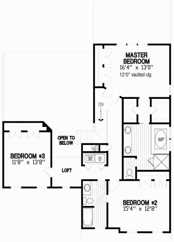 House Blueprint - European Floor Plan - Upper Floor Plan #953-108