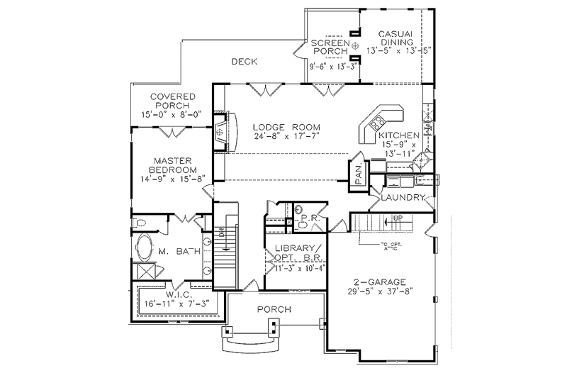 Home Plan - Floor Plan - Main Floor for Traditional House Plan #54-256 - 4 bed, 3.5 bath