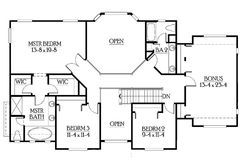 Dream House Plan - Floor Plan - Upper Floor for Craftsman House Plan #132-324 - 3 bed, 2.5 bath