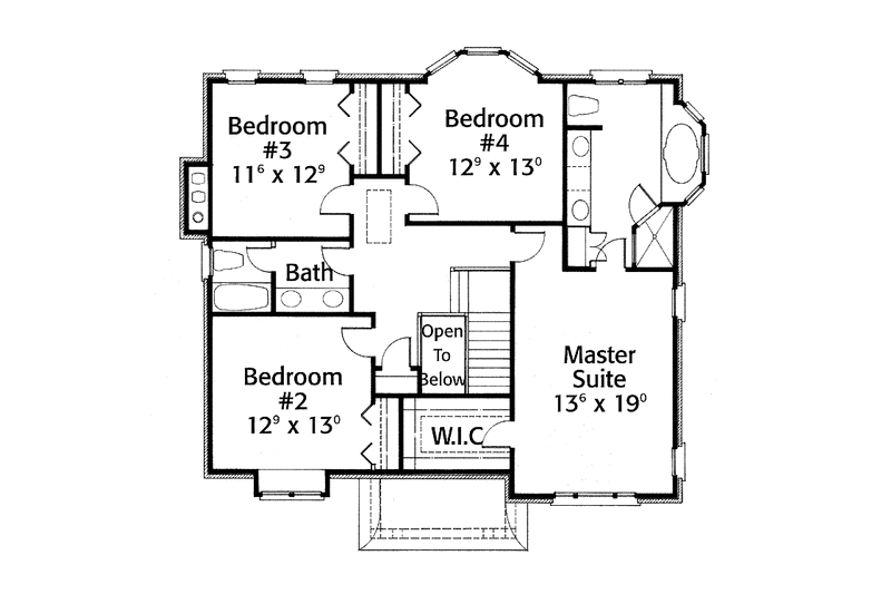 Dream House Plan - Floor Plan - Upper Floor for Country House Plan #429-60 - 4 bed, 2.5 bath