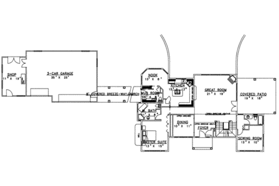 Floor Plan - Main Floor for Modern House Plan #117-435 - 3 bed, 3.5 bath