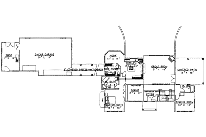 Home Plan - Floor Plan - Main Floor for Modern House Plan #117-435 - 3 bed, 3.5 bath
