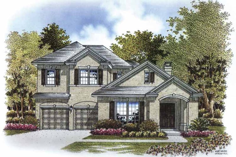 Architectural House Design - Exterior - Front Elevation 3 for Mediterranean House Plan #999-173 - 3 bed, 3.5 bath