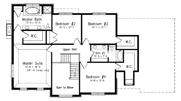 Architectural House Design - European Floor Plan - Upper Floor Plan #994-1
