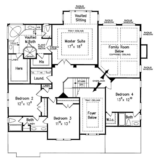 Colonial Floor Plan - Upper Floor Plan #927-575