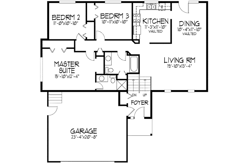 Home Plan - Floor Plan - Main Floor for Colonial House Plan #51-798 - 3 bed, 2 bath