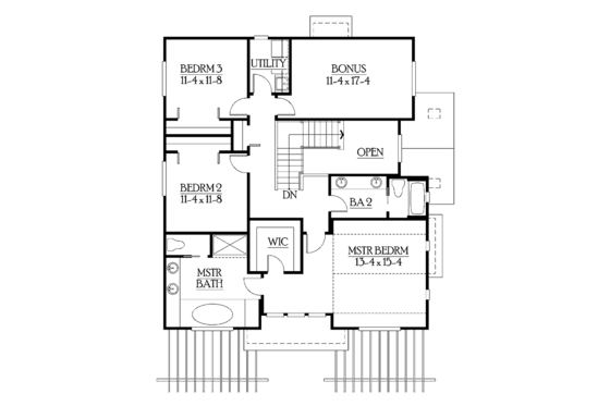 Floor Plan - Upper Floor for Craftsman House Plan #132-312 - 3 bed, 2.5 bath