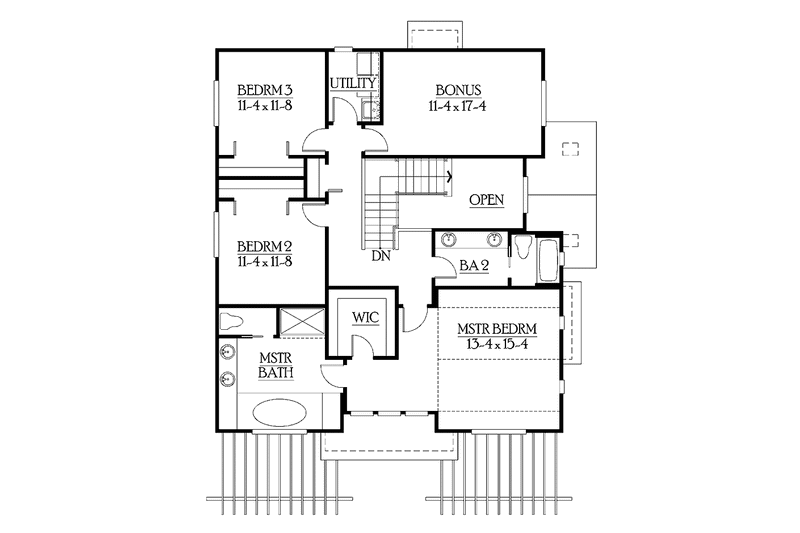 Home Plan - Floor Plan - Upper Floor for Craftsman House Plan #132-312 - 3 bed, 2.5 bath