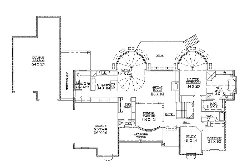 Home Plan - Floor Plan - Main Floor for Traditional House Plan #945-27 - 2 bed, 2.5 bath
