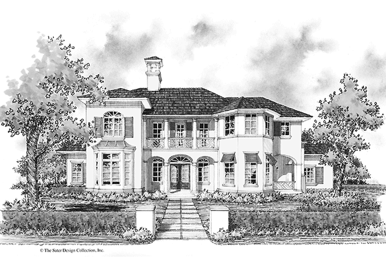 Exterior - Front Elevation 3 for Mediterranean House Plan #930-278 - 4 bed, 4.5 bath