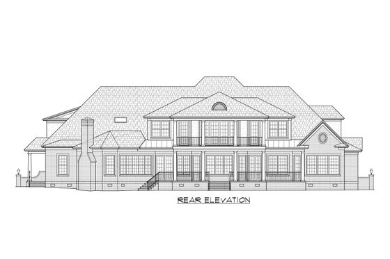 Exterior - Rear Elevation for European House Plan #1054-91 - 4 bed, 4.5 bath